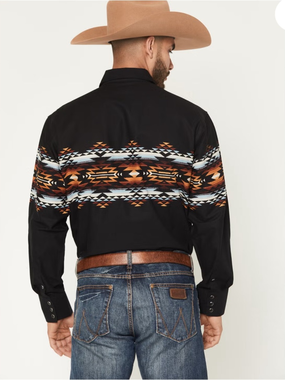 PANHANDLE SLIM MEN'S SOUTHWESTERN BORDER LONG SLEEVE SNAP WESTERN SHIRT - Picture 3 of 12